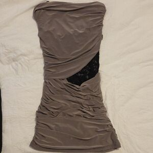 Forever 21 Strapless Dress in Taupe and Black